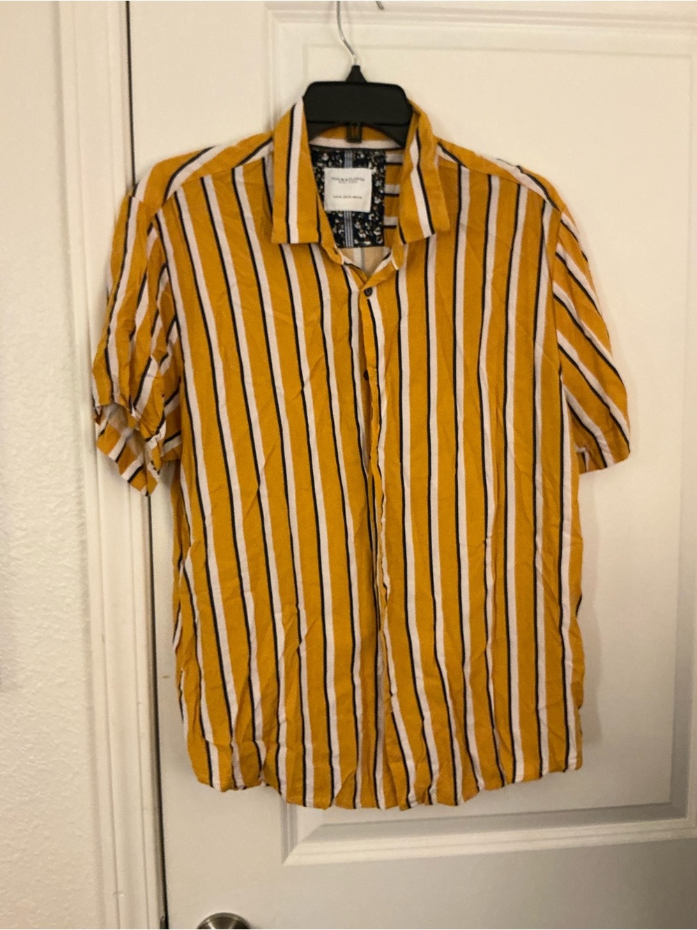 Denim & Flower Ricky Singh Mens Yellow Stripe Vertical Button Up Shirt XL
